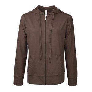 Sofra Women's Cotton Blend Lightweight Zip Up Hoodie Sweater HDC7000 Brown